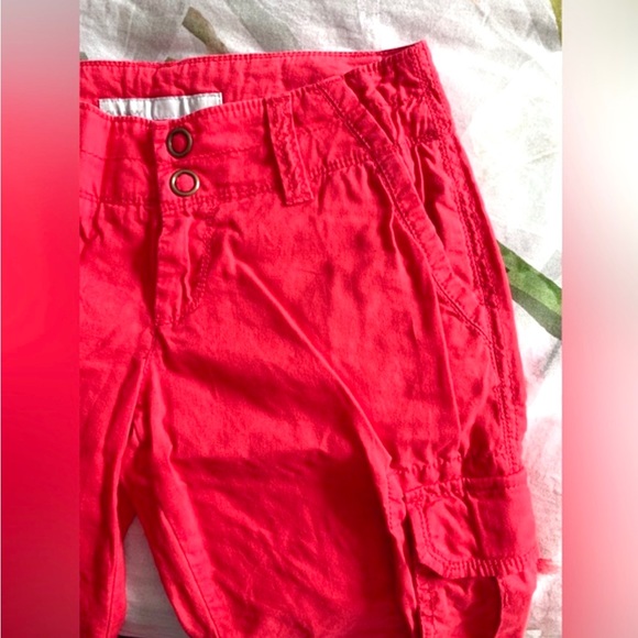 ❗️CLEAROUT❗️OLD NAVY coral roll-up convertible hem cargo LINEN-blend PANTS - Picture 5 of 7